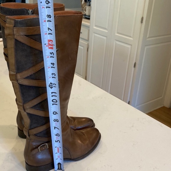 Frye Jordan Strappy Tall chocolate Brown Leather Riding Knee High Boots Size 9.5 - Picture 8 of 8